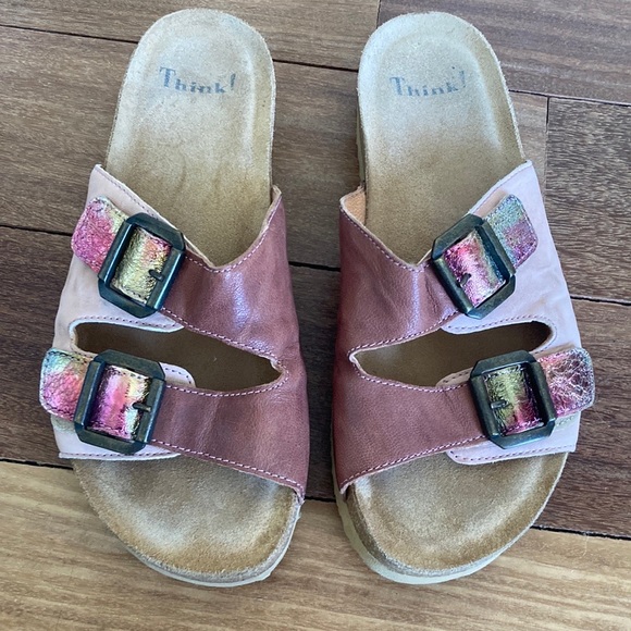 Think! Leather Metallic Slides with Adjustable Straps - Picture 7 of 7